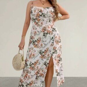 Plus size light summer floral print dress